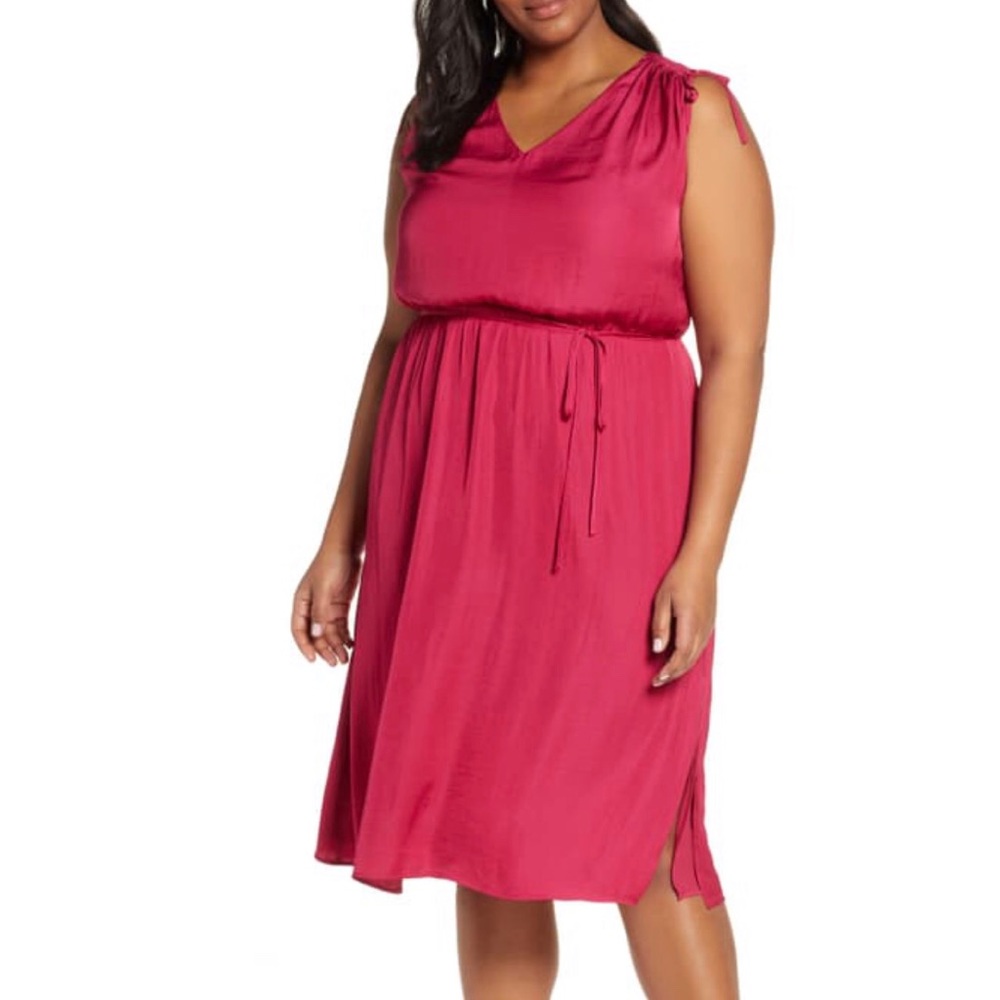 VINCE CAMUTO Tie Shoulder Dress In‎ Wild Hibiscus